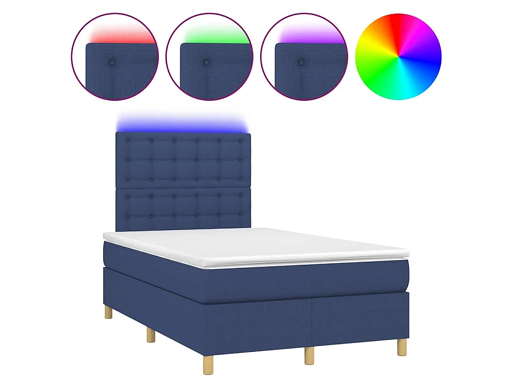Boxspringbett mit Matratze & LED Blau 120x190 cm Stoff