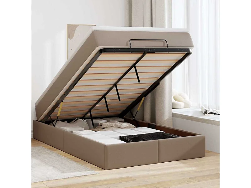 Ottoman-Bett mit Matratze Cappuccino-Braun 120x200cm Kunstleder