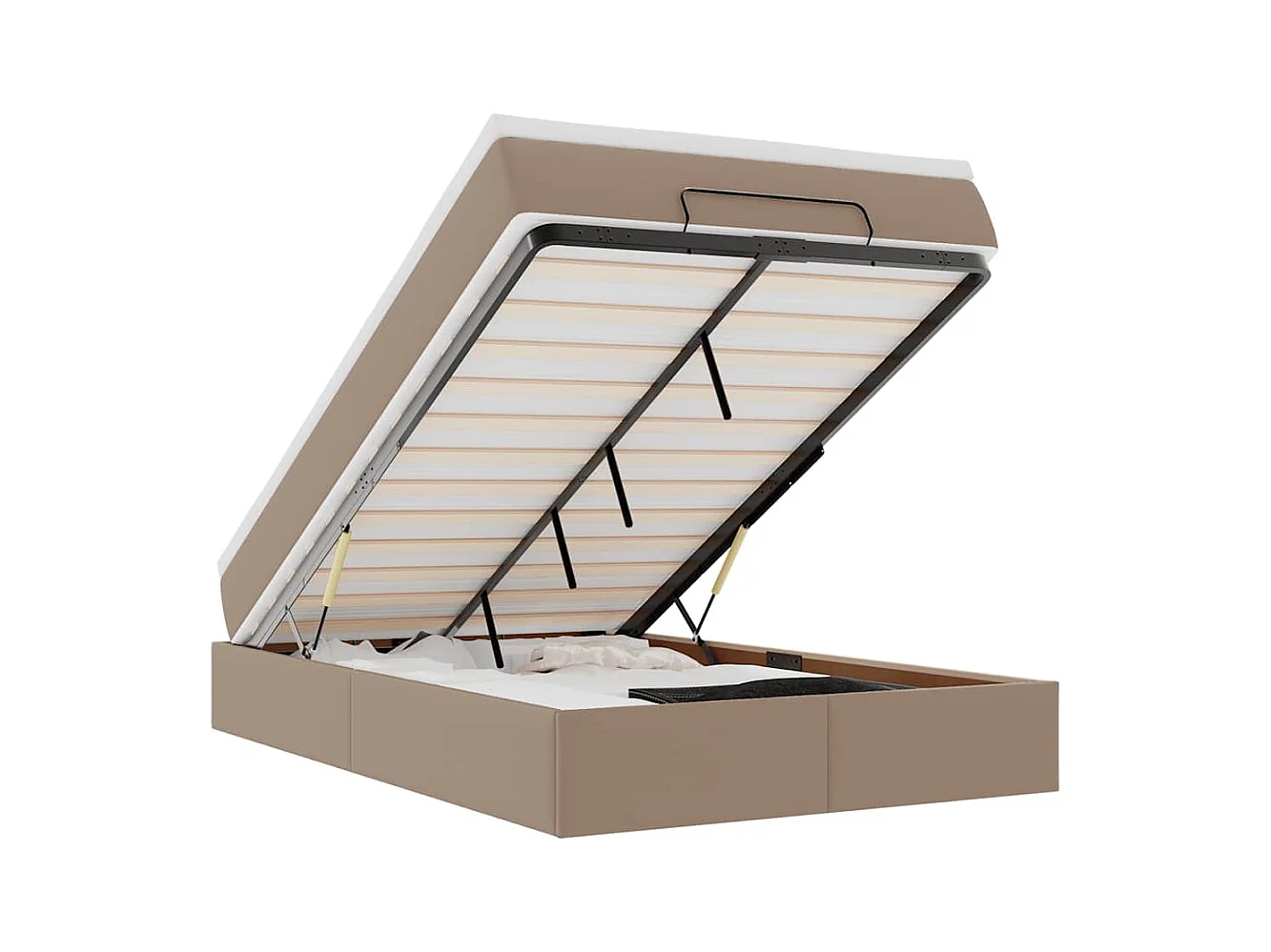 Ottoman-Bett mit Matratze Cappuccino-Braun 120x200cm Kunstleder