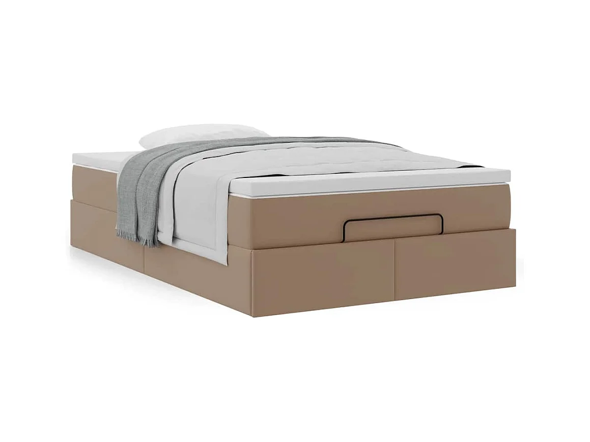 Ottoman-Bett mit Matratze Cappuccino-Braun 120x200cm Kunstleder