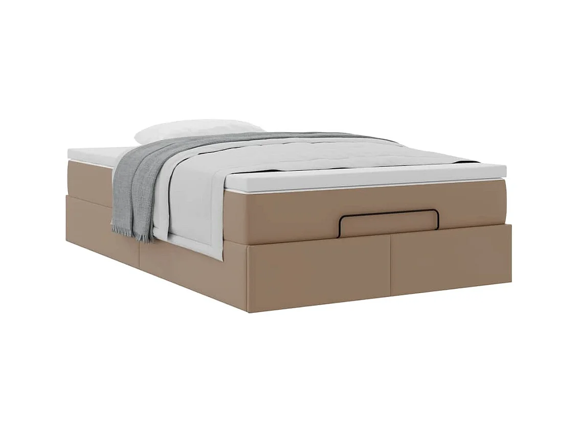 Ottoman-Bett mit Matratze Cappuccino-Braun 120x200cm Kunstleder