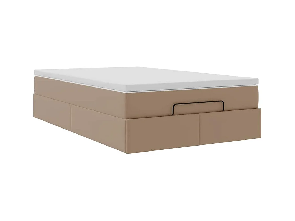 Ottoman-Bett mit Matratze Cappuccino-Braun 120x200cm Kunstleder