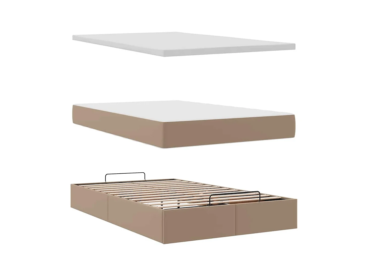 Ottoman-Bett mit Matratze Cappuccino-Braun 120x200cm Kunstleder