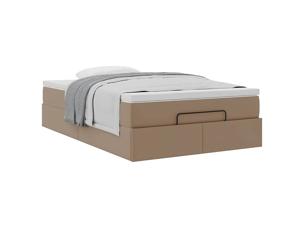 Estructura cama otomana colchón cappucino cuero sintético