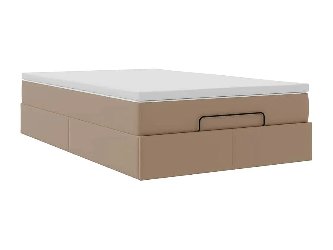 Estructura cama otomana colchón cappucino cuero sintético