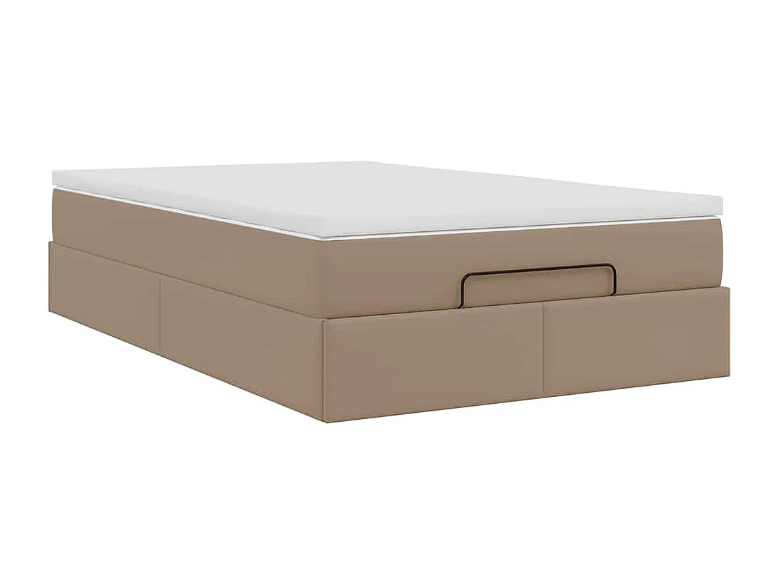 Estructura cama otomana colchón cappucino cuero sintético