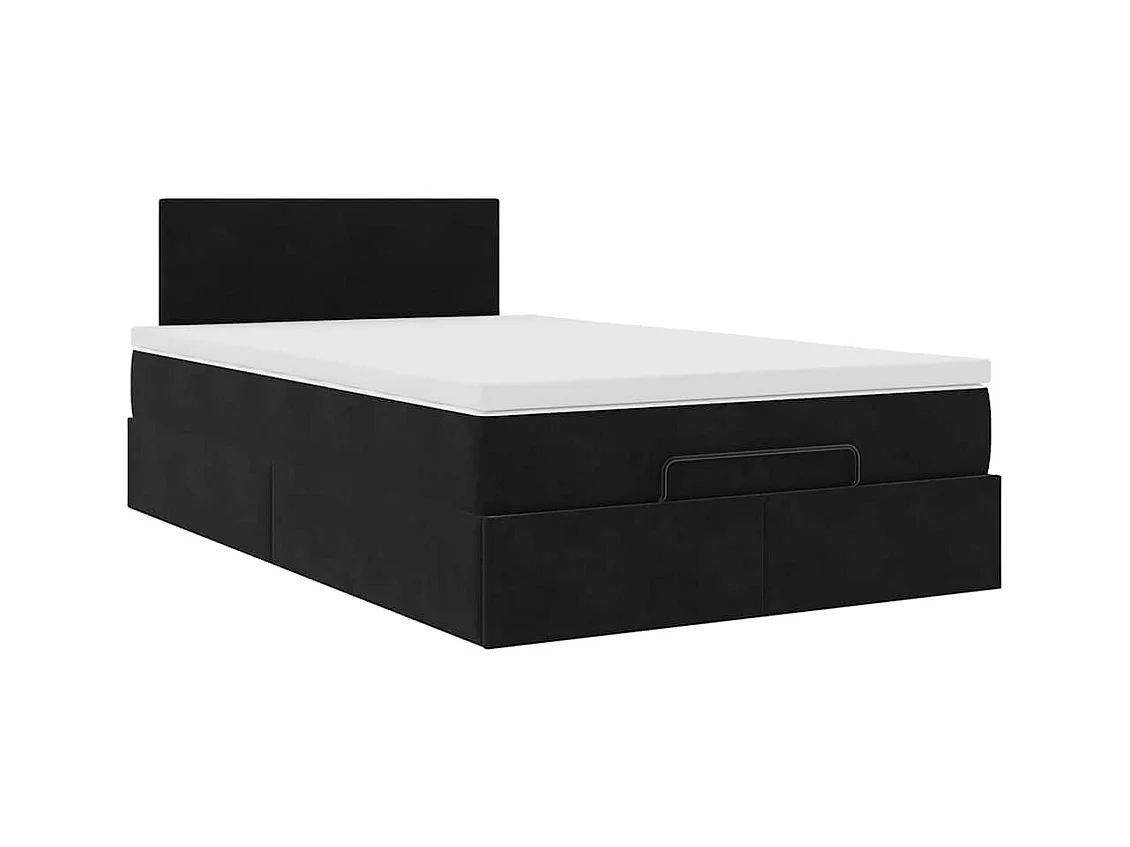 Cadre de lit ottoman avec matelas noir 120x200 cm velours