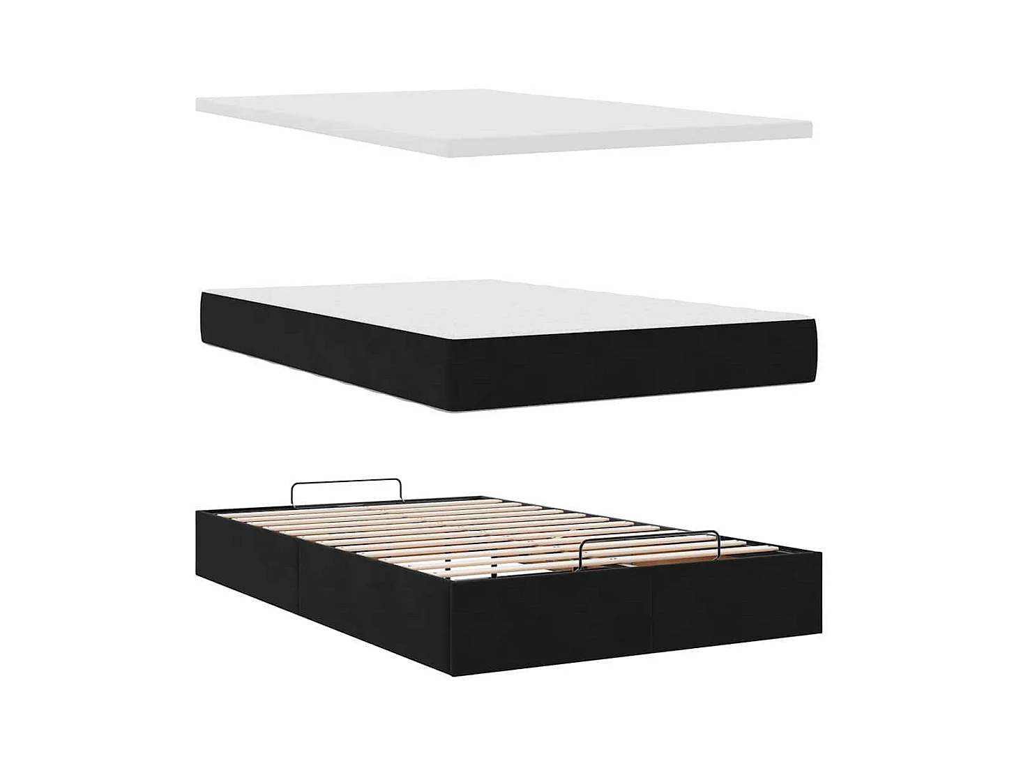 Cadre de lit ottoman avec matelas noir 120x200 cm velours