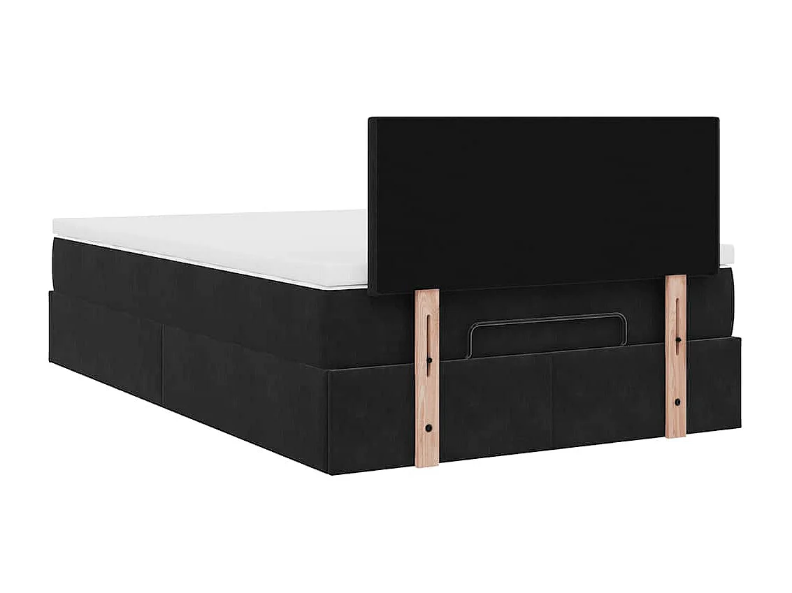 Estructura de cama otomana colchón terciopelo negro 120x200cm