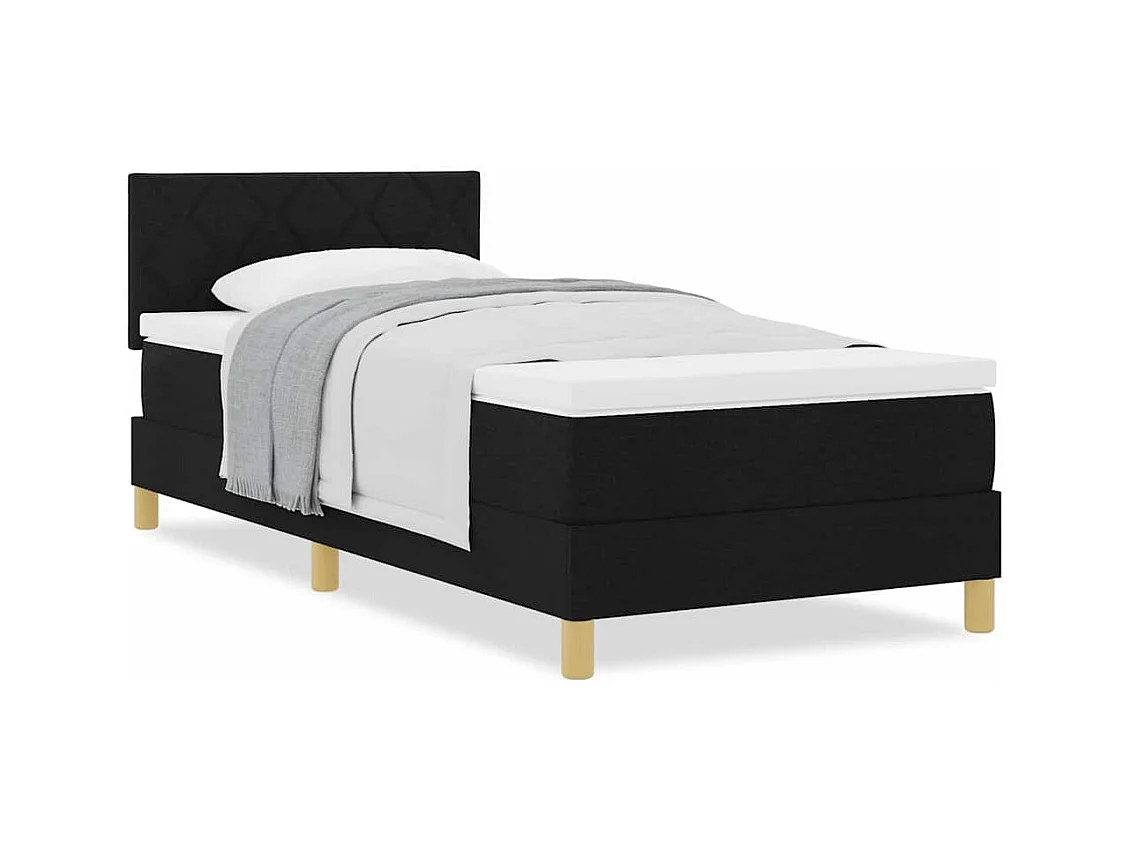 Lit boxspring avec matelas avec matelas Noir 100 x 200 cm tissu