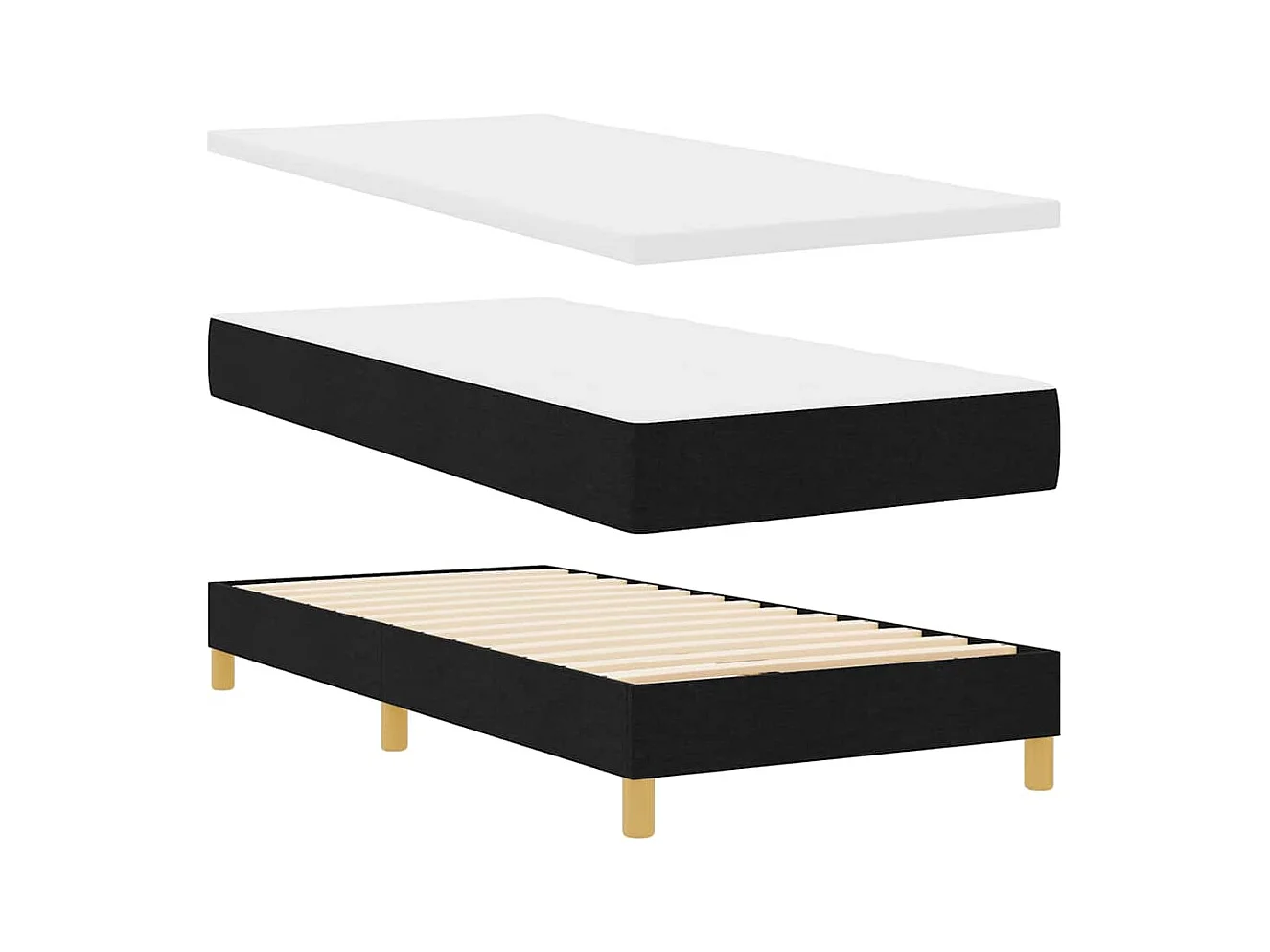 Lit boxspring avec matelas avec matelas Noir 100 x 200 cm tissu