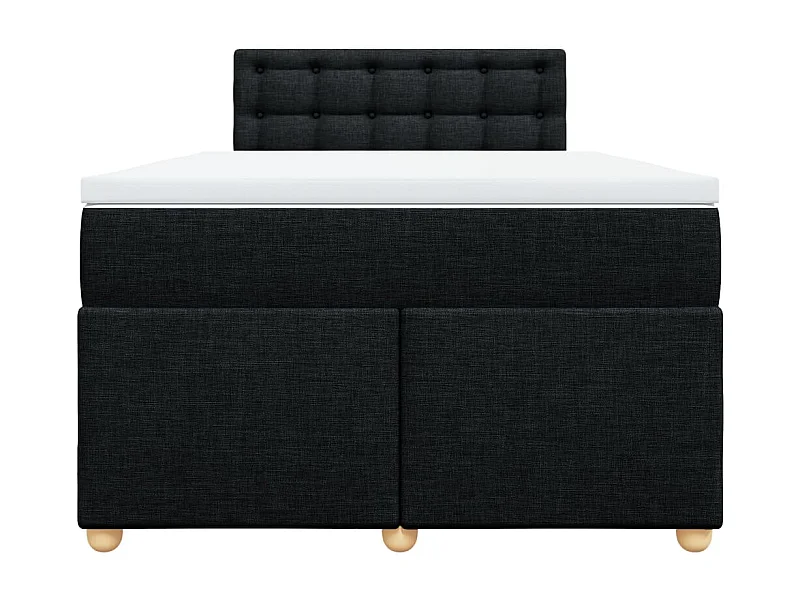 Cama box spring con colchón tela negro 120x190 cm