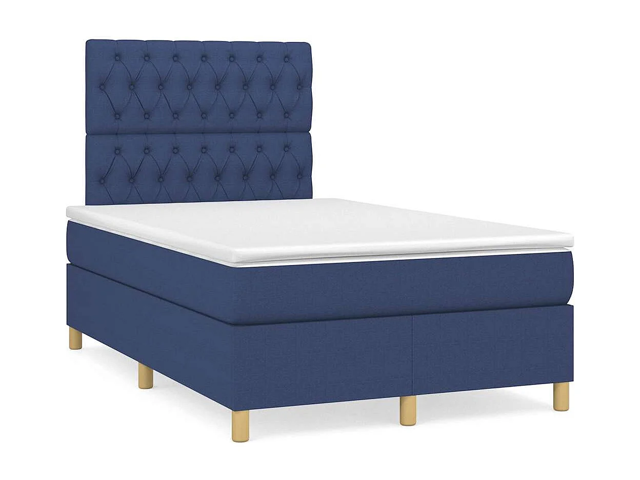 Boxspringbett mit Matratze & LED Blau 120x190 cm Stoff