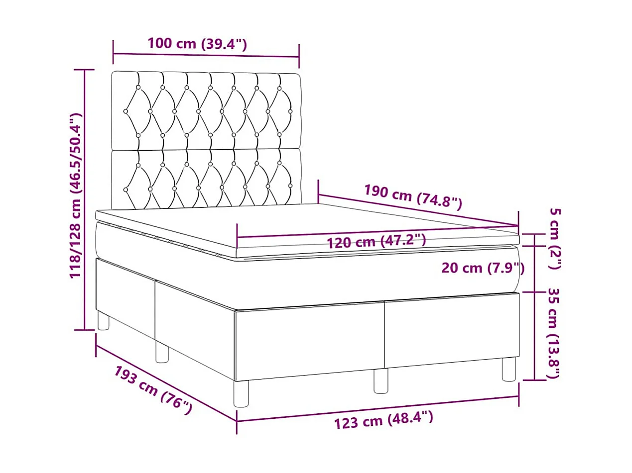 Boxspringbett mit Matratze & LED Blau 120x190 cm Stoff