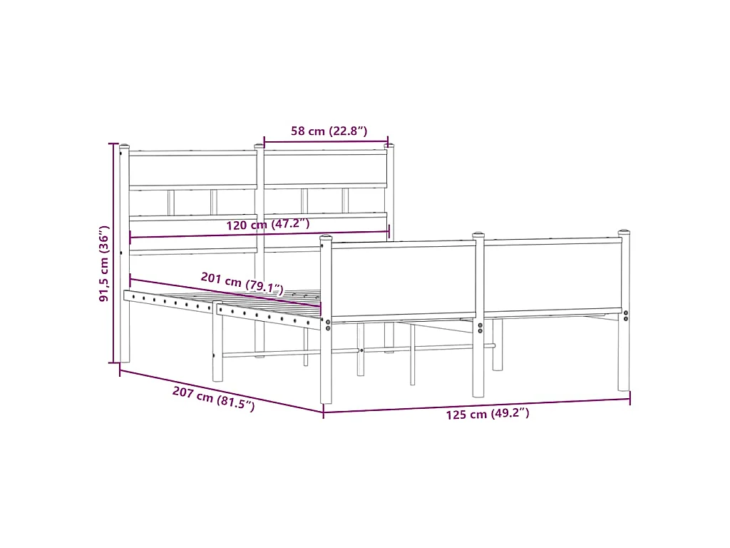 Giroletto senza Materasso Rovere Fumo 120x200 cm in Truciolato