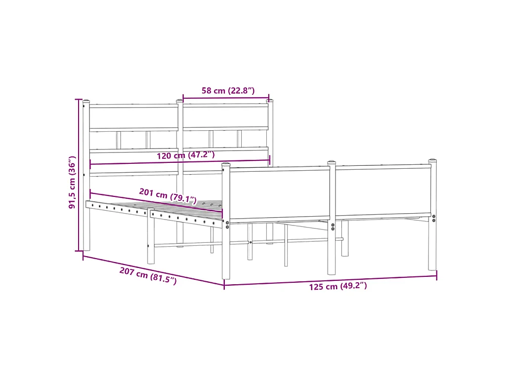 Giroletto senza Materasso Rovere Fumo 120x200 cm in Truciolato