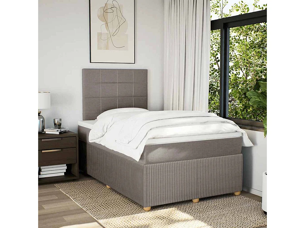 Sommier à lattes de lit avec matelas taupe 120x190 cm tissu