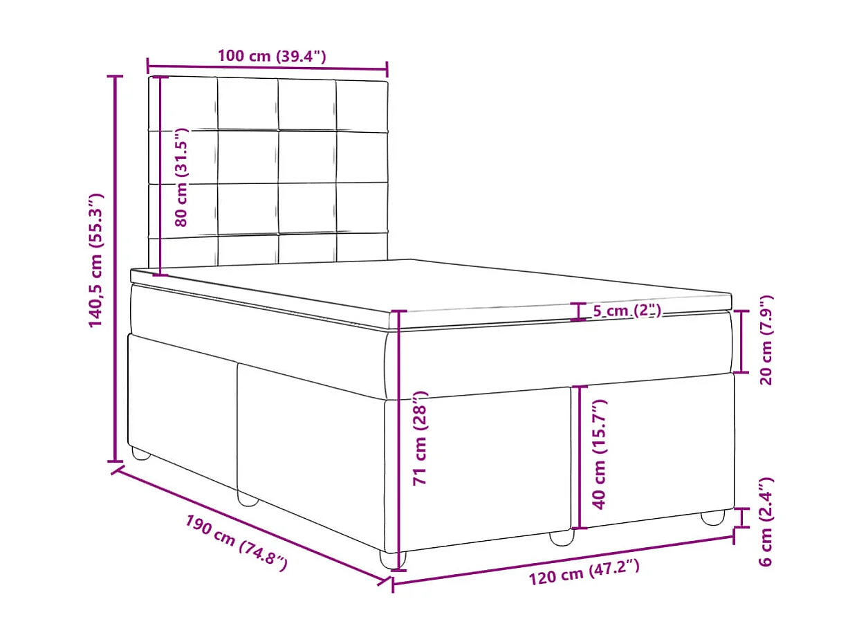 Boxspring met matras stof blauw 120x190 cm