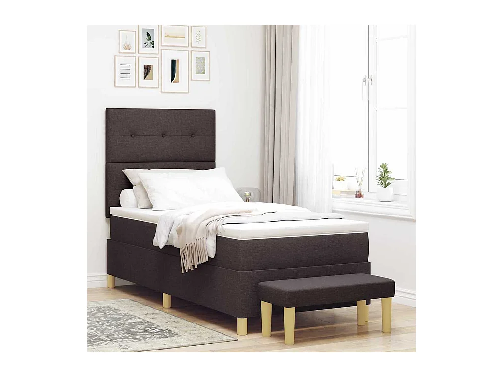 Letto a molle con materasso Marrone Scuro 100 x 200 cm Tessuto