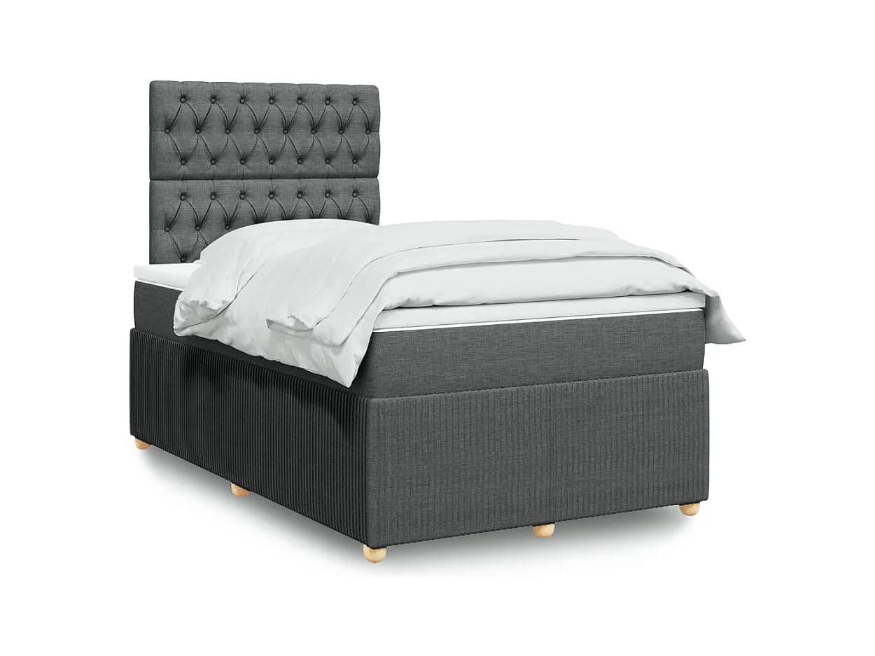 Sommier à lattes de lit avec matelas gris foncé 120x190cm tissu