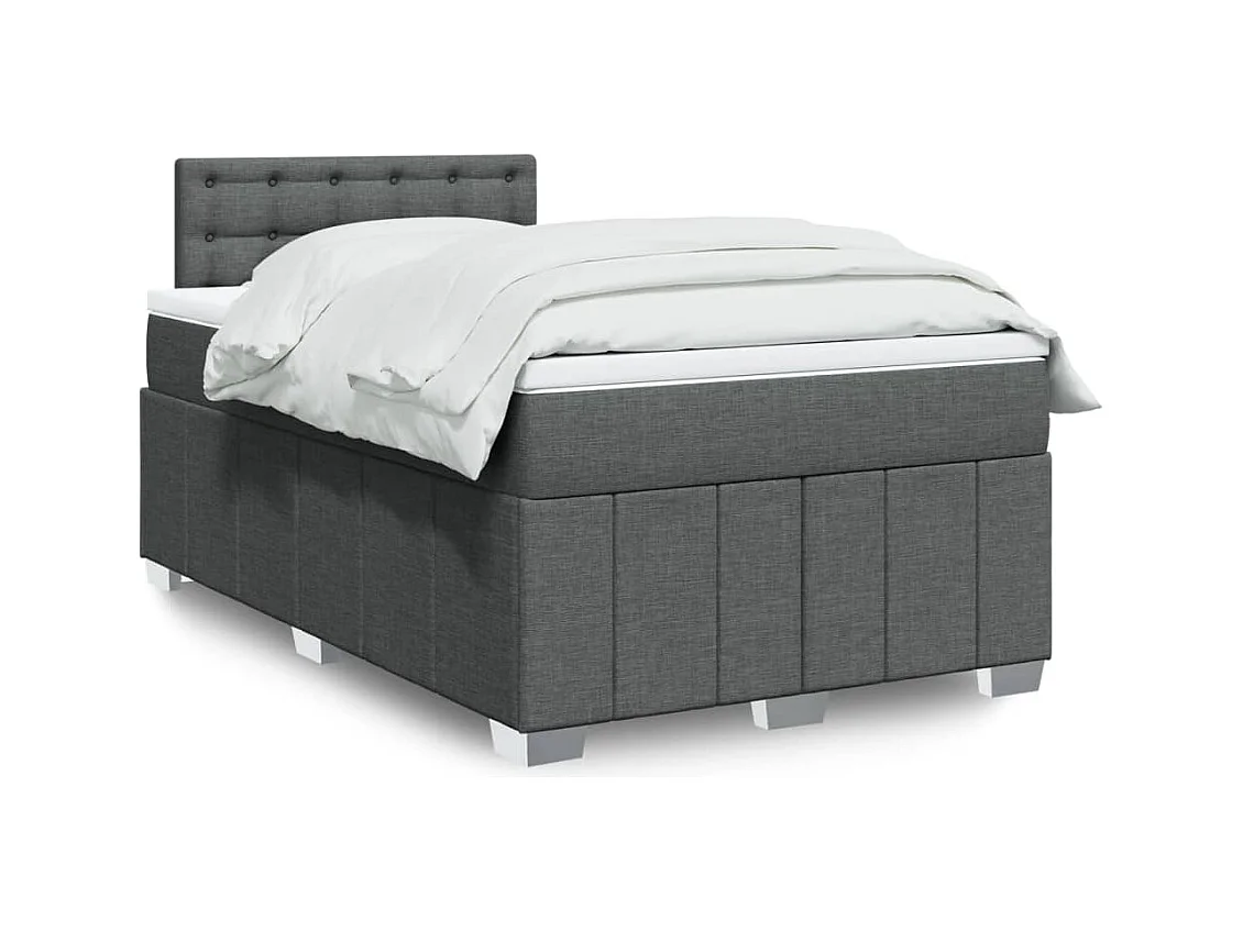 Sommier à lattes de lit avec matelas gris foncé 120x190cm tissu