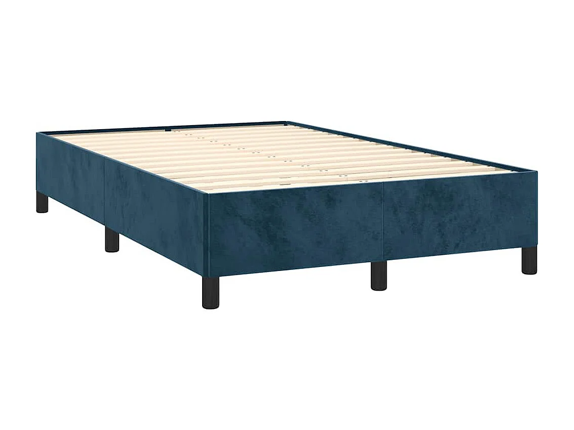 Sommier à lattes de lit et matelas bleu foncé 120x190cm velours