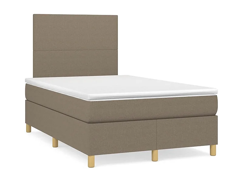 Letto a Molle con Materasso e LED Tortora 120x190 cm in Tessuto