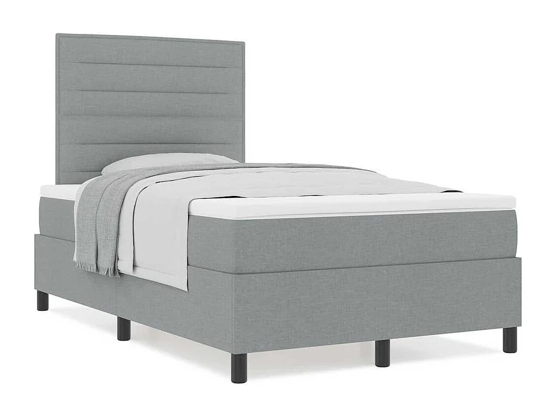 Cama Box com colchão Cinzento-claro 120 x 200 cm tecido