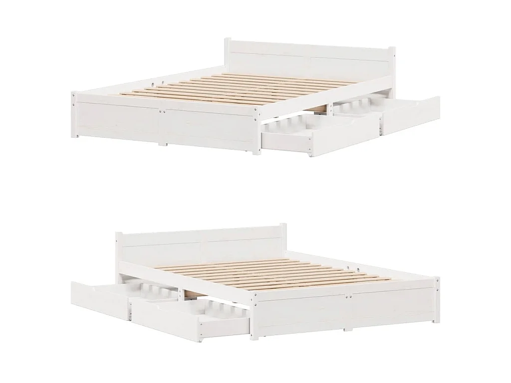 Cadre de lit sans matelas blanc 120x200 cm bois de pin massif
