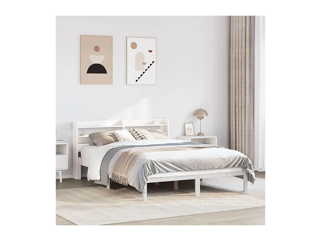 Letto senza Materasso Bianco 120x190 cm Legno Massello di Pino