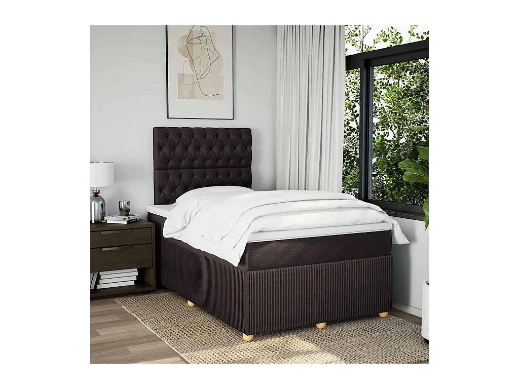 Sommier à lattes de lit avec matelas noir 120x190 cm tissu