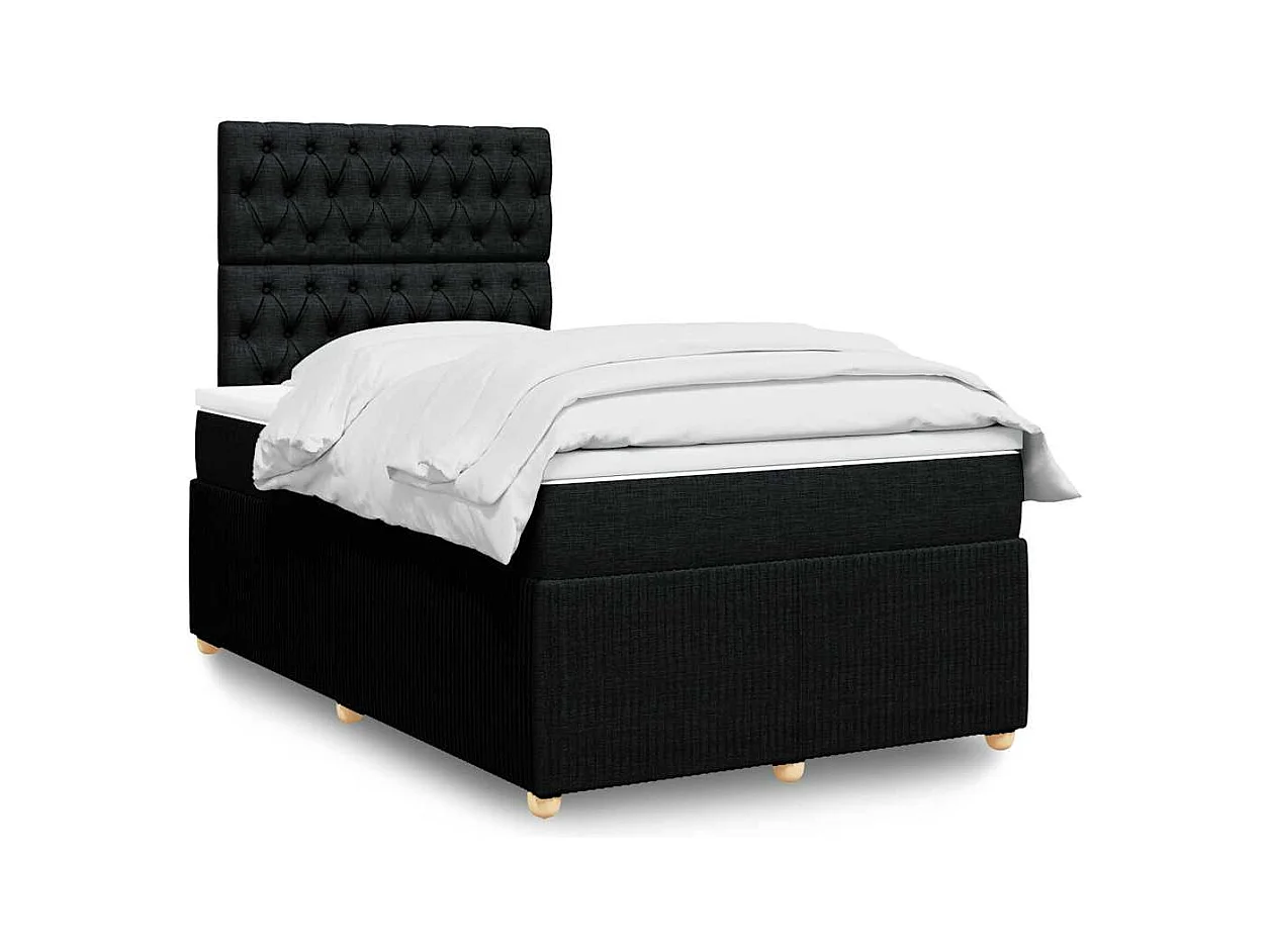 Giroletto a Molle con Materasso Nero 120x190 cm in Tessuto