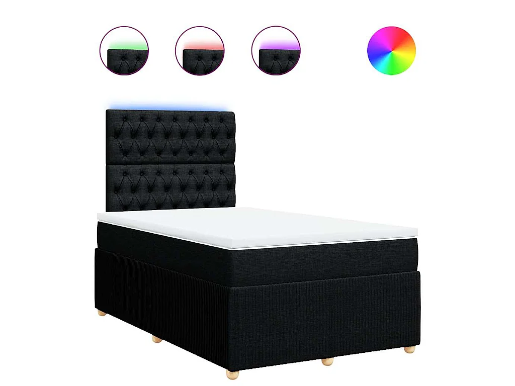 Cama boxspring com colchão 120x190 cm tecido preto