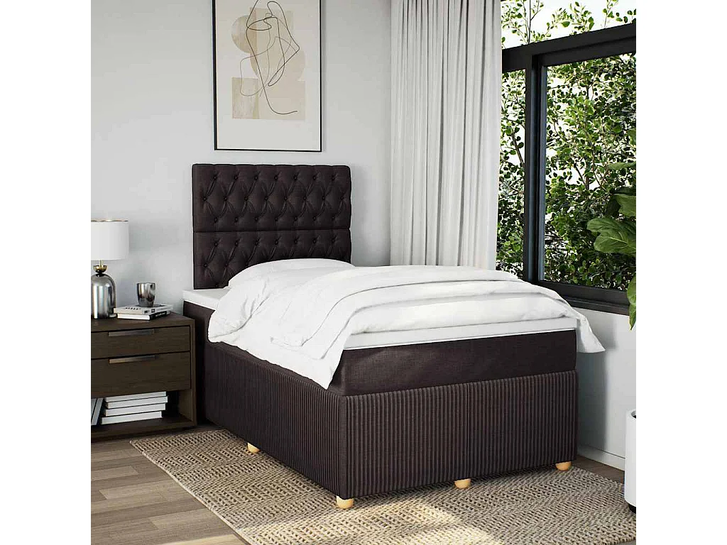 Cama boxspring com colchão 120x190 cm tecido preto