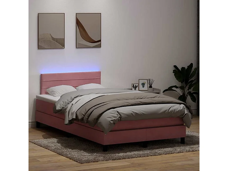 Boxspringbett mit Matratze & LED Rosa 120x220 cm Samt