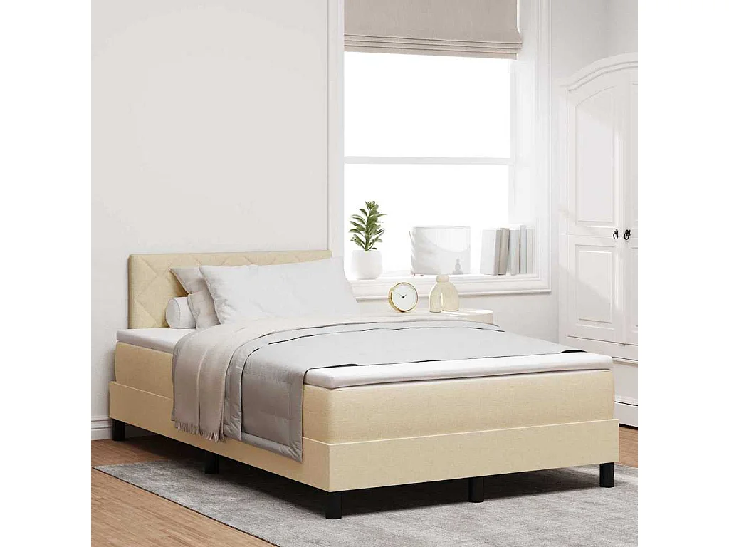 Boxspringbed met kussen met hoofdeinde Crème 120 x 190 cm Stof