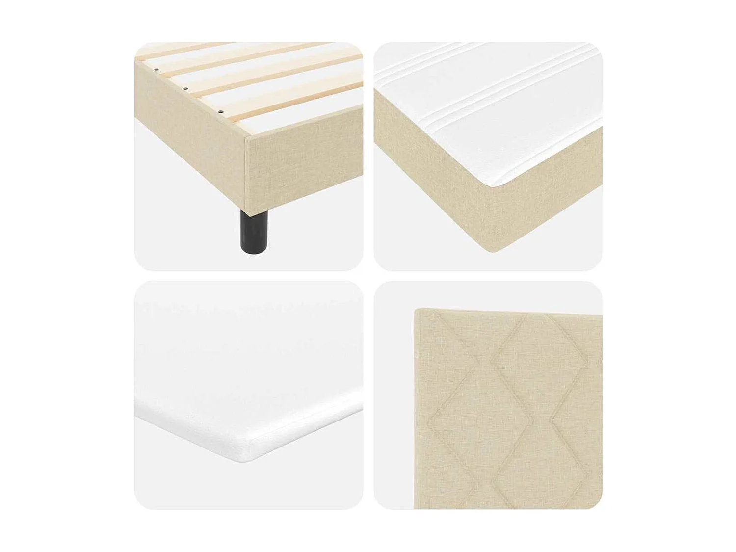 Boxspringbed met kussen met hoofdeinde Crème 120 x 190 cm Stof