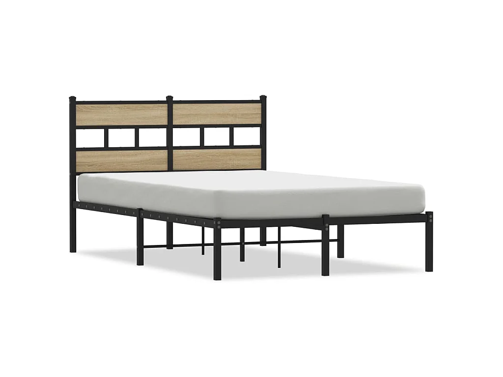 Cadre de lit en métal sans matelas chêne sonoma 120x190 cm
