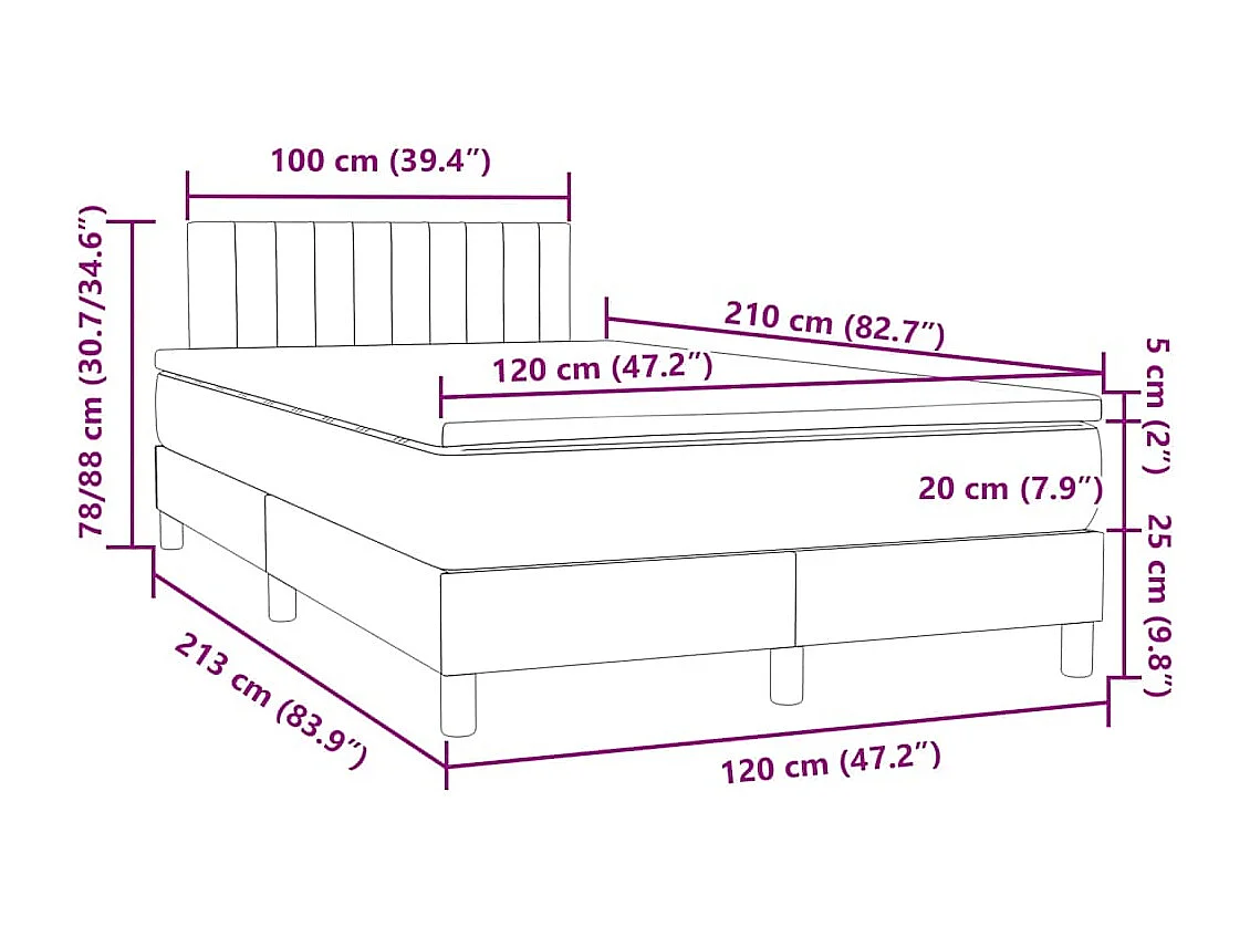 Boxspringbett mit Matratze & LED Dunkelblau 120x210 cm Samt