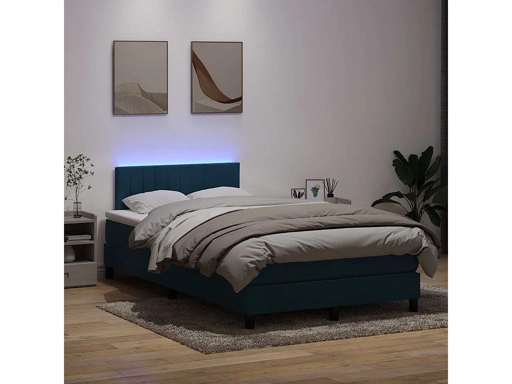 Boxspringbett mit Matratze & LED Dunkelblau 120x210 cm Samt