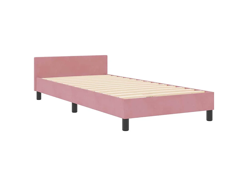 Letto a molle con testiera Rosa 100 x 200 cm Velluto