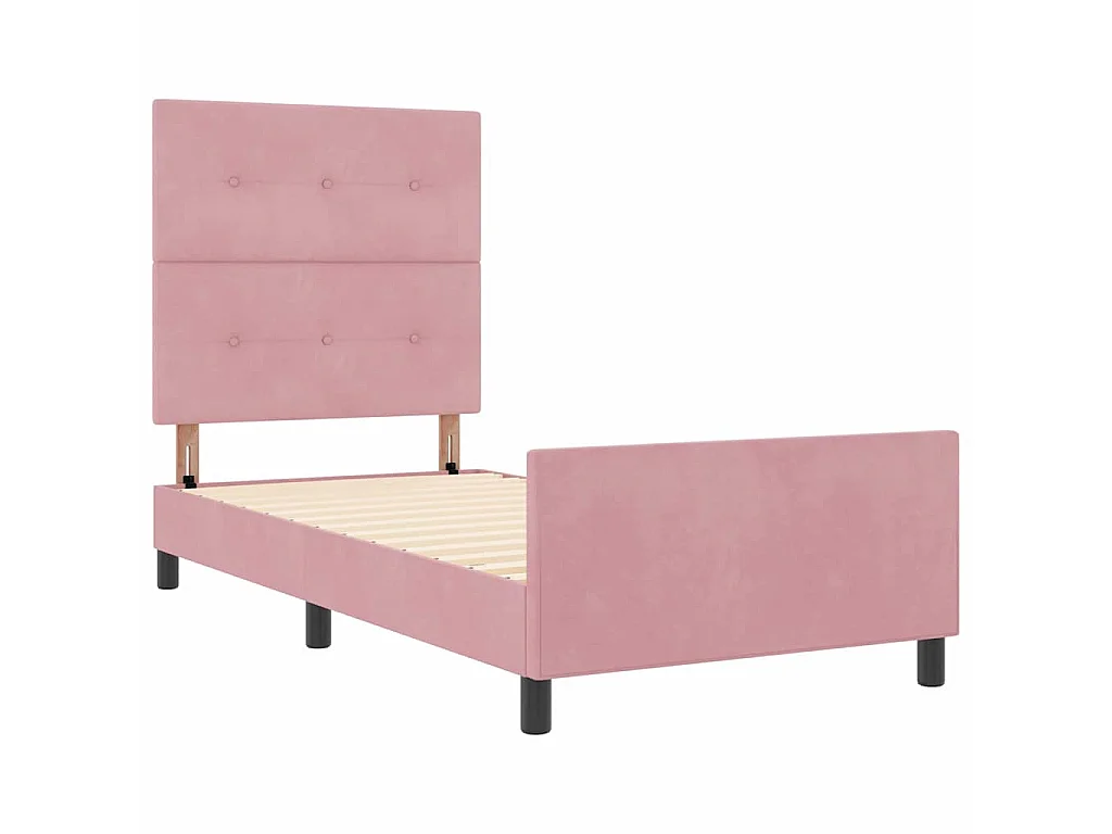 Letto a molle con testiera Rosa 100 x 200 cm Velluto