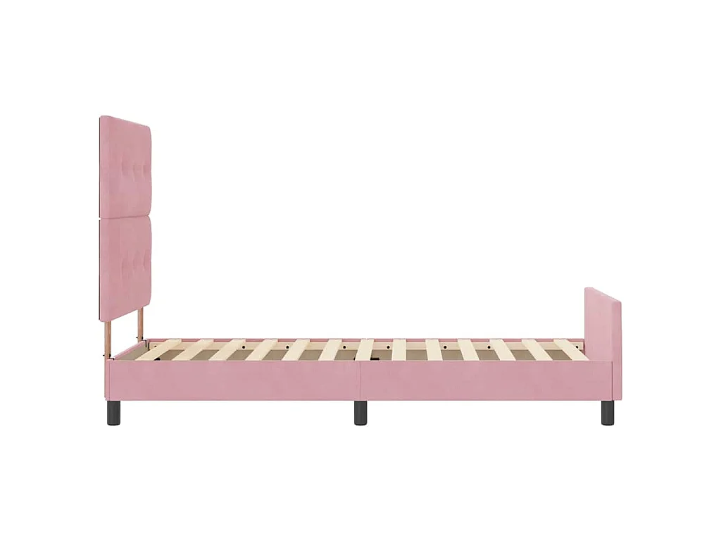 Letto a molle con testiera Rosa 100 x 200 cm Velluto