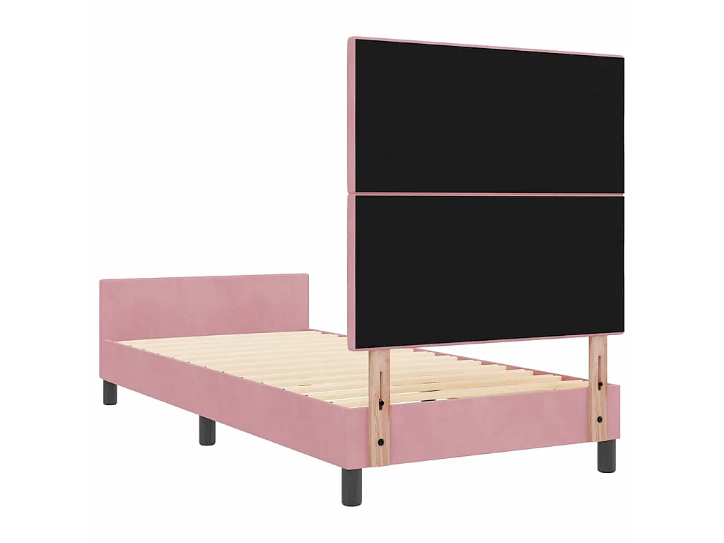 Letto a molle con testiera Rosa 100 x 200 cm Velluto
