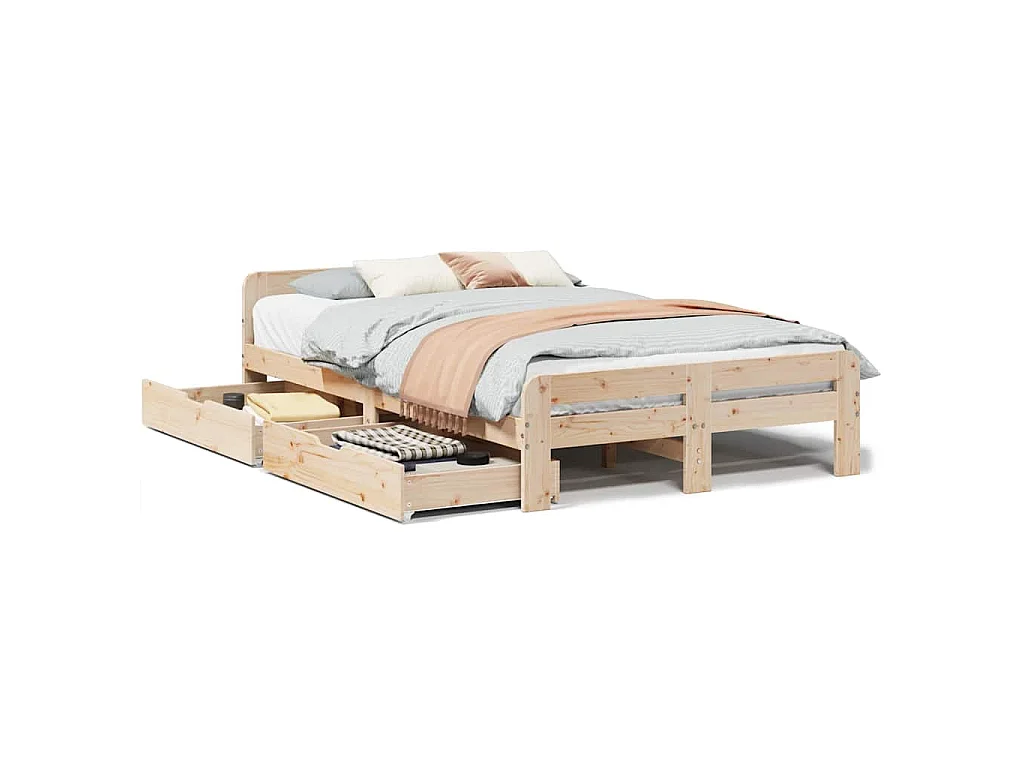 Estructura de cama sin colchón madera maciza de pino 120x190 cm