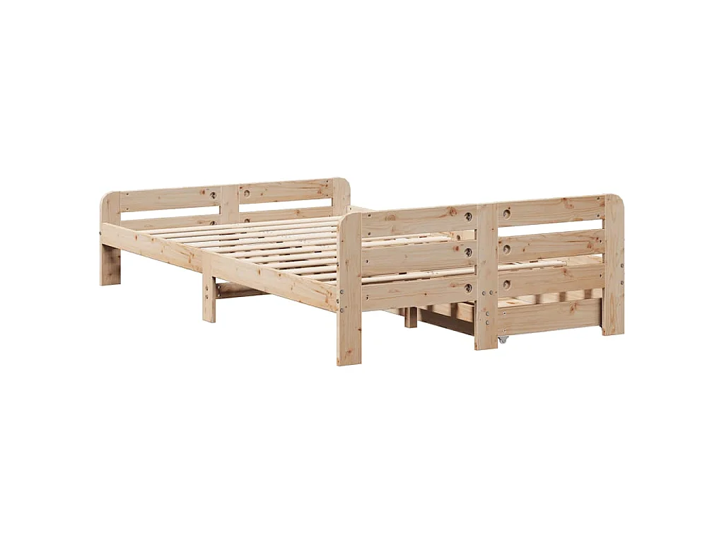 Estructura de cama sin colchón madera maciza de pino 120x190 cm