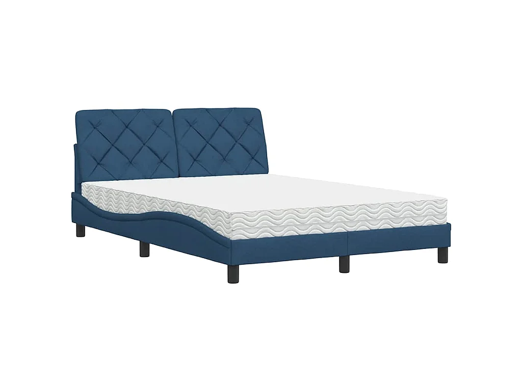 Cama con colchón tela azul 120x200 cm