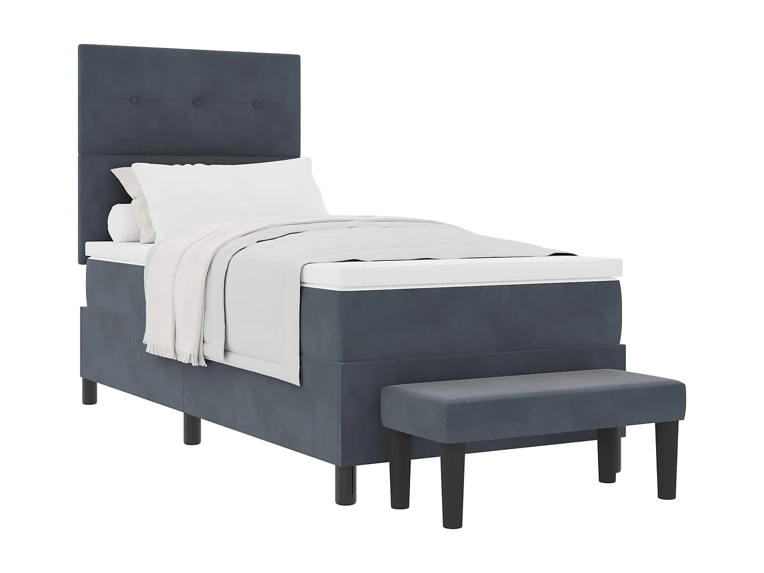 Letto a molle con materasso Grigio scuro 100 x 200 cm Velluto