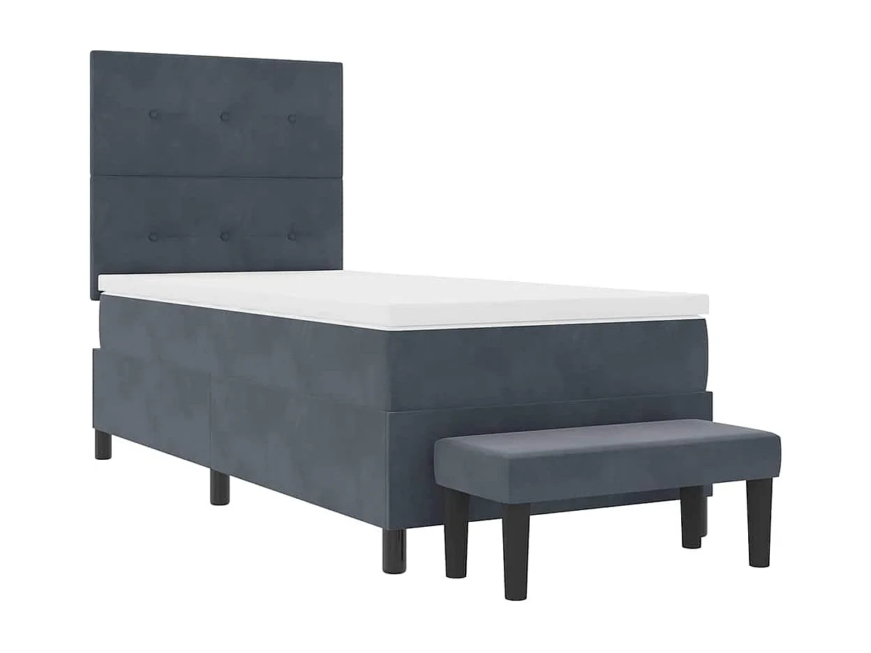 Letto a molle con materasso Grigio scuro 100 x 200 cm Velluto
