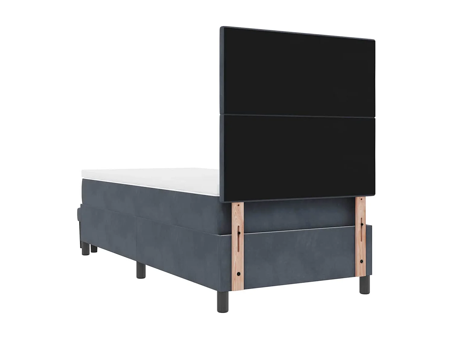 Letto a molle con materasso Grigio scuro 100 x 200 cm Velluto